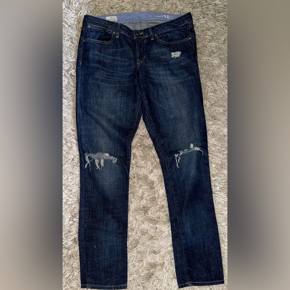 GAP Distressed Dark Blue Jeans